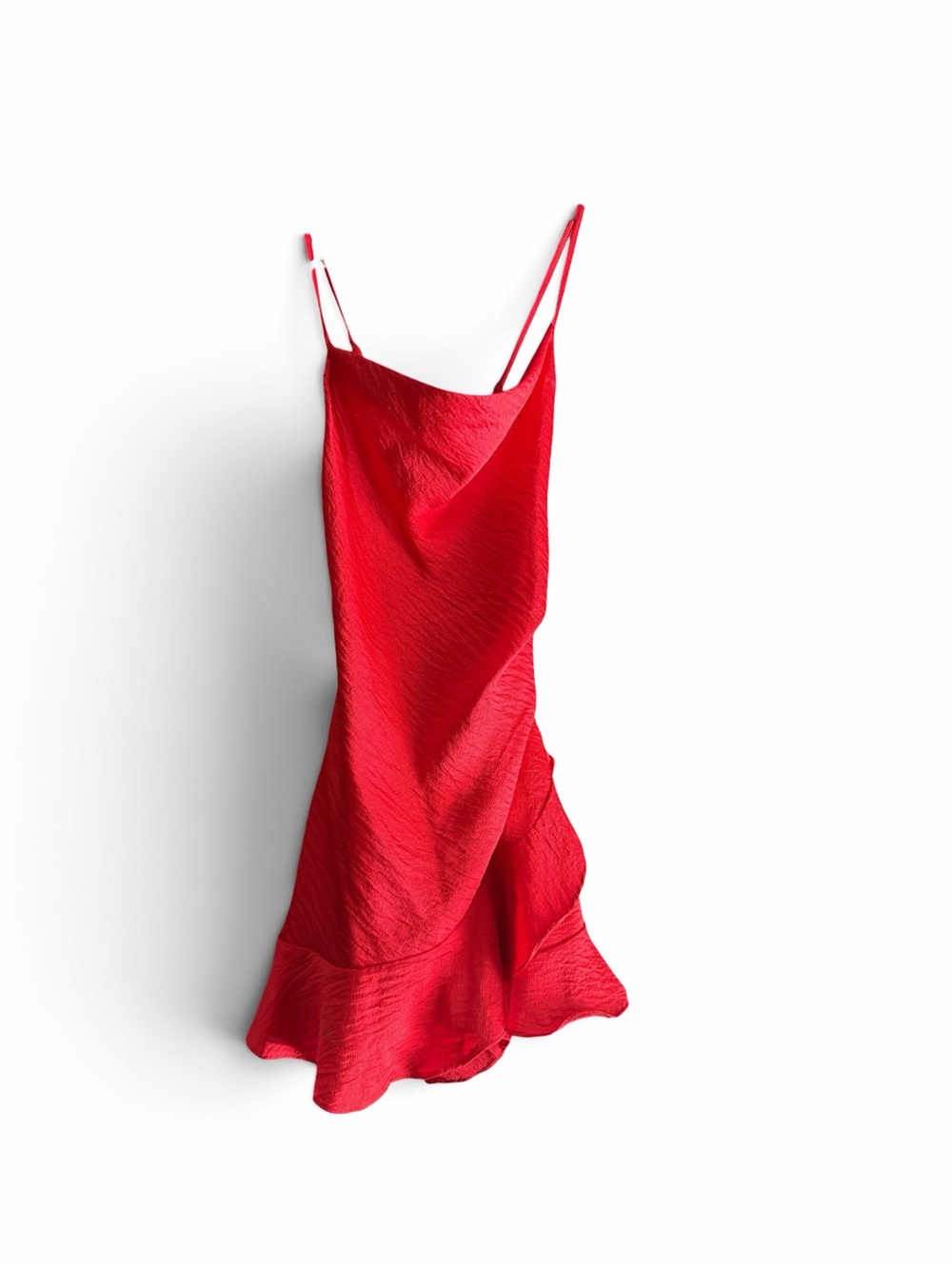 Cotton Candy LA Red Slip Romper with Ruffle Hem